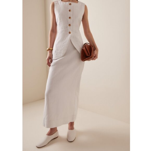 Posse Exclusive Emma Linen Maxi Skirt in Ivory - Picture 2 of 5
